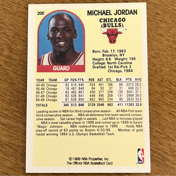 Michael Jordan 1989-1990 first HOOPS Basketball Card #200 - Picture 3 of 4